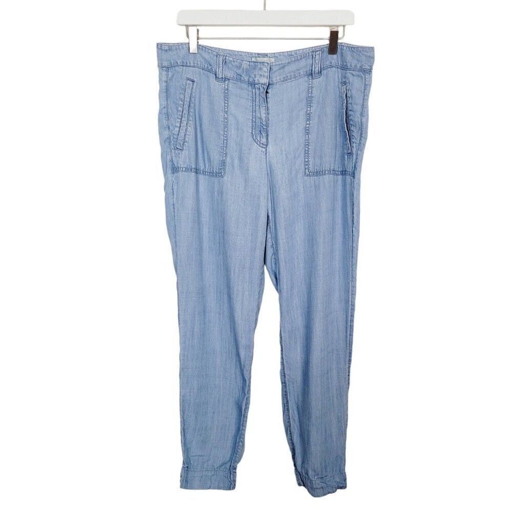 Loft Outlet Sz 10 Chambray Jogger Cargo Pants Mid Rise Lyocell Casual Leisure